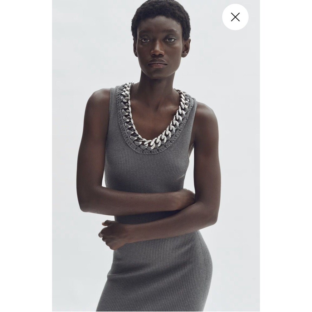 STELLA MCCARTNEY H&M CHAIN-DETAIL RIBBED DRESS - size M